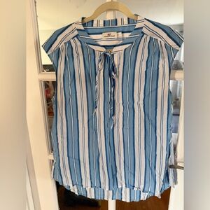 Vineyard Vines Blue & White Tie-Front Blouse